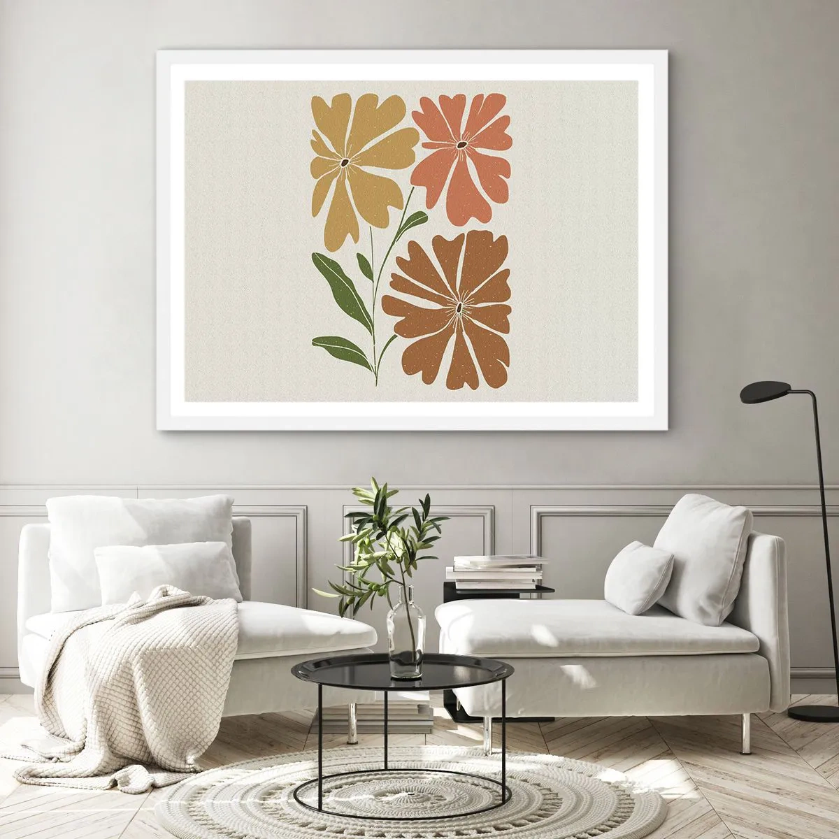 Affiche dans un cadre blanc - Poster - Nature et géométrie - 100x70 cm