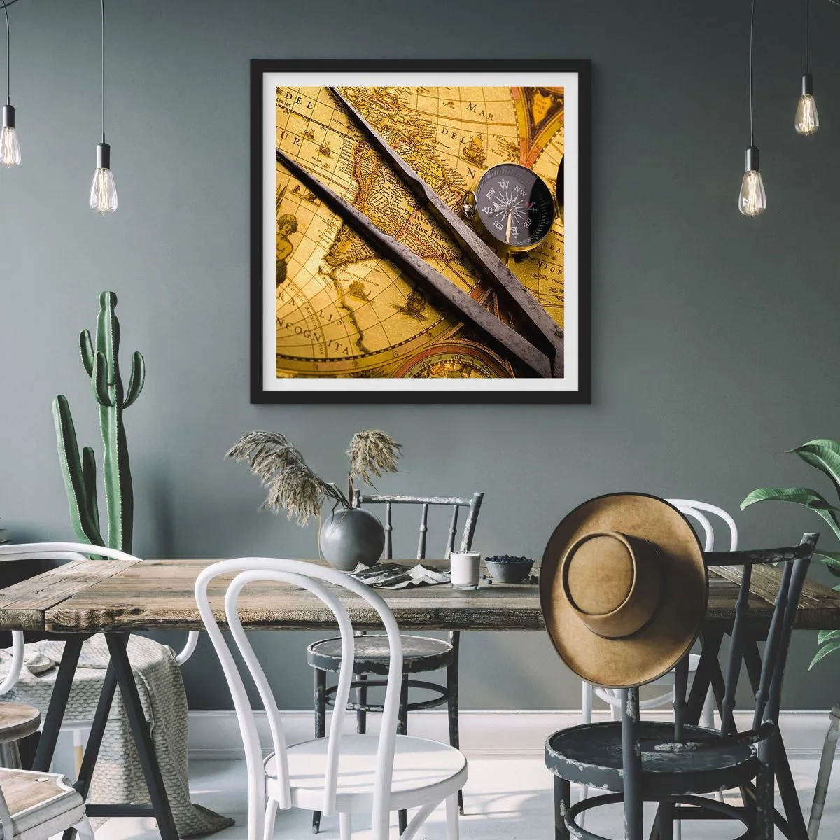 Affiche dans un cadre noir - Poster - Où sont ces trésors? - 60x60 cm