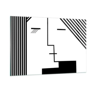 Impression sur verre - Image sur verre - Une interprétation graphique d'un baiser dans un style minimaliste - 120x80cm - Juste un baiser - Décoration murale moderne pour le salon et la chambre ARTTOR