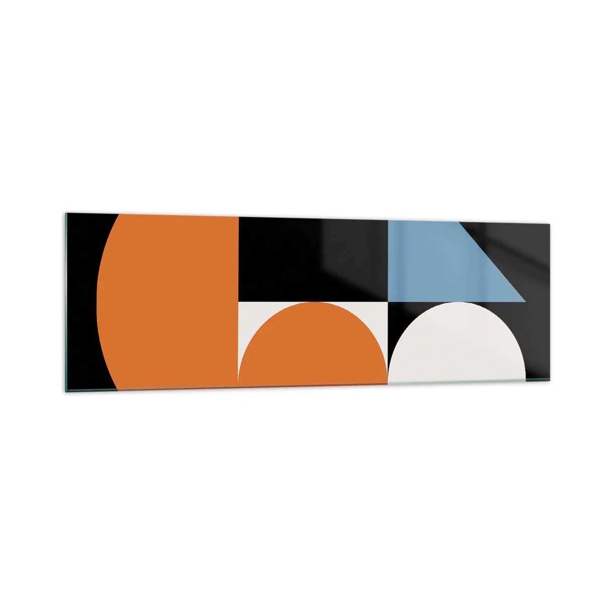 Impression sur verre - Image sur verre - Motif géométrique avec des formes colorées sur fond noir - 160x50cm - Rangement de figures - Décoration murale moderne pour le salon et la chambre ARTTOR