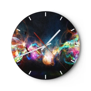 Horloge murale - Pendule murale - Une image de traînées lumineuses colorées sur un fond sombre - 30x30cm - Joyeusement contre l'obscurité - Décoration murale moderne pour le salon, la cuisine et la chambre ARTTOR