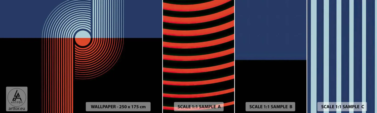 Échantillon De Papier Peint Standard Eco - Dans une étreinte géométrique - Abstraction, Graphique, Linéaire - 100x30 cm