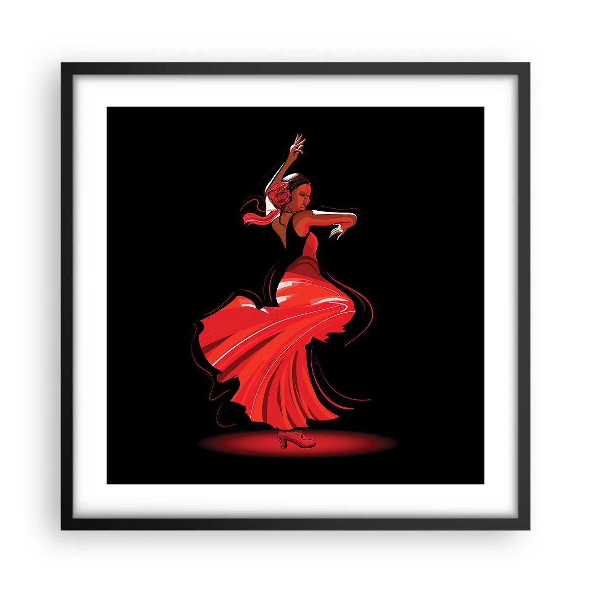 Affiche dans un cadre noir - Poster - L'esprit fougueux du flamenco - 50x50 cm
