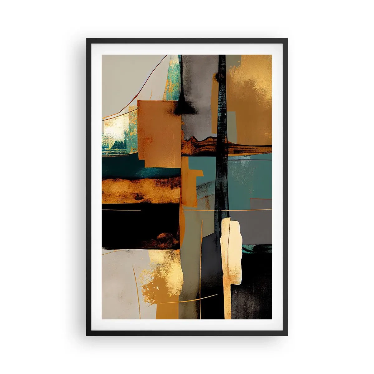 Affiche dans un cadre noir - Poster - Abstraction – lumière et ombre - 61x91 cm
