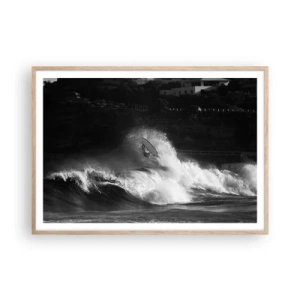 Affiche dans un chêne clair - Poster - Défi accepté! - 100x70 cm
