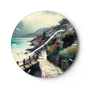 Horloge murale - Pendule murale - Ville méditerranéenne - 40x40 cm