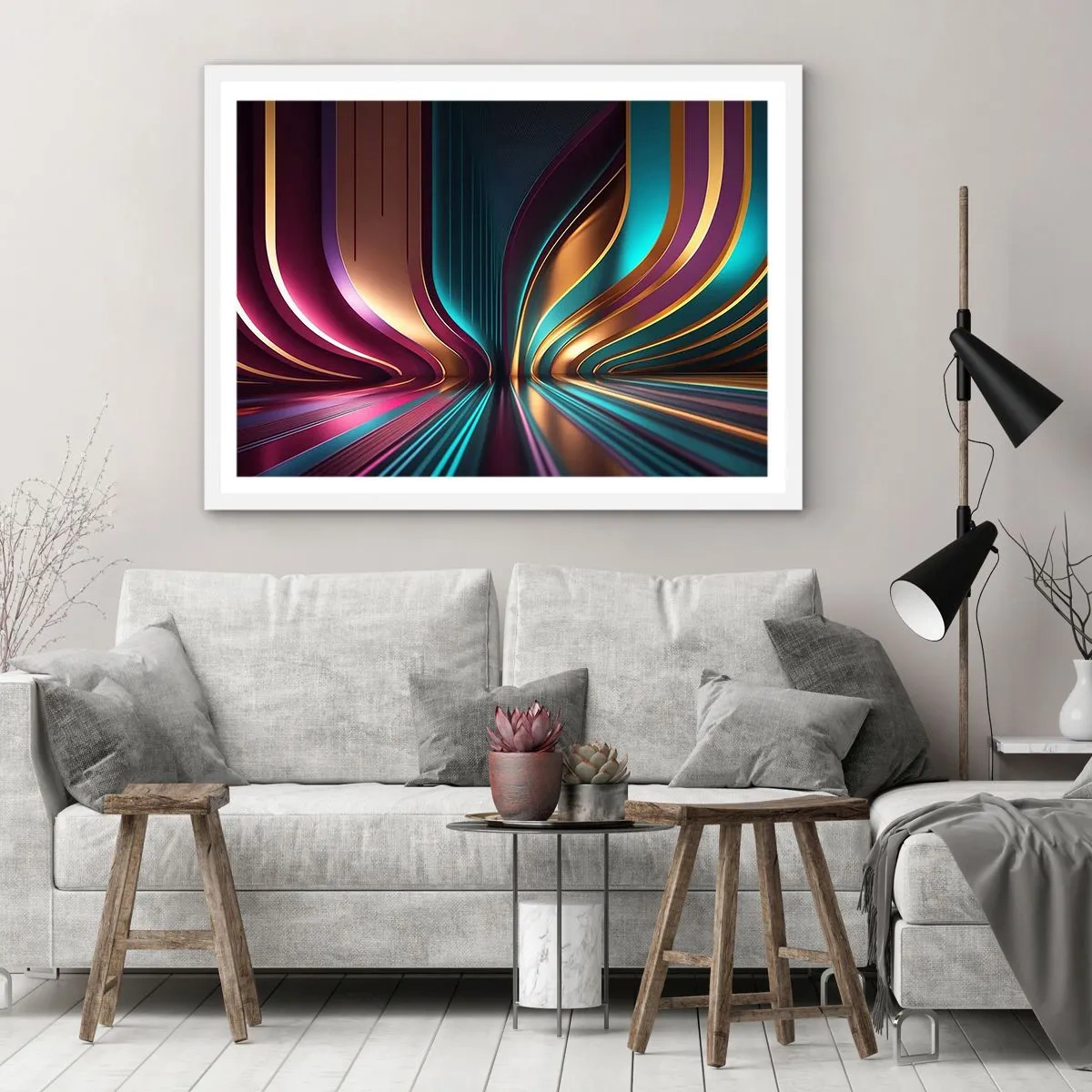 Affiche dans un cadre blanc - Poster - Architektura światła - 100x70 cm