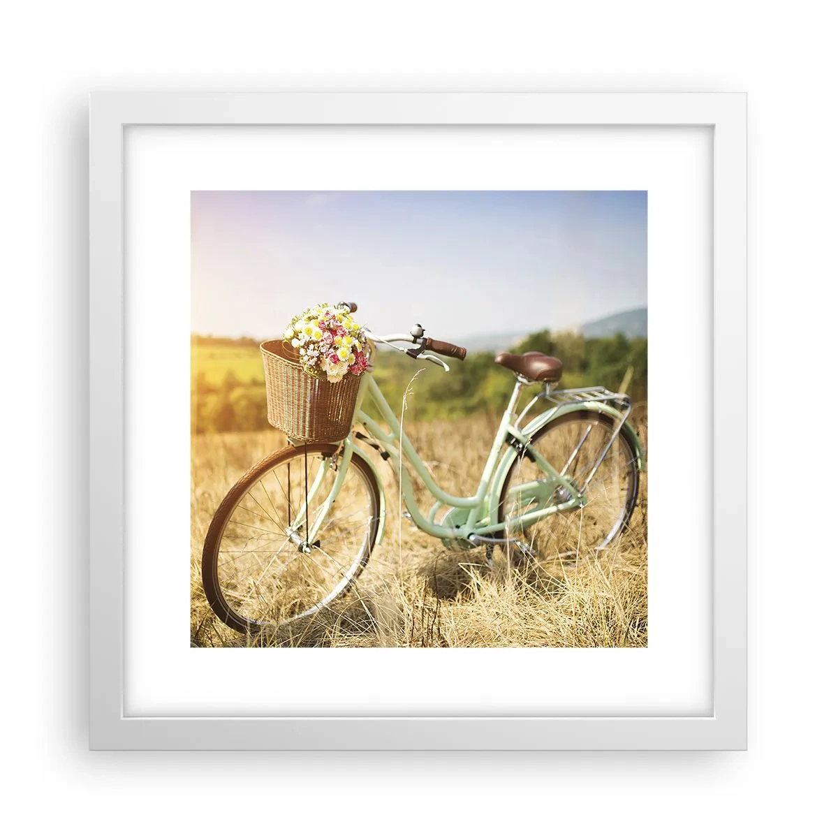 Affiche dans un cadre blanc - Poster - Je vais rester un petit moment - 30x30 cm