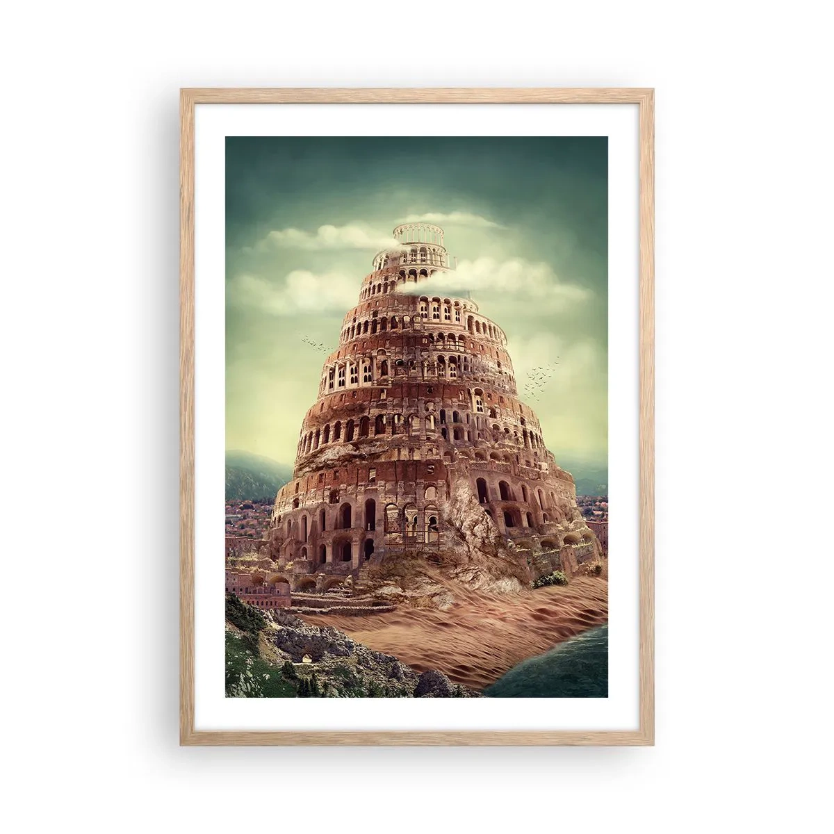 Affiche dans un chêne clair - Poster - La tour de Babel - 50x70 cm