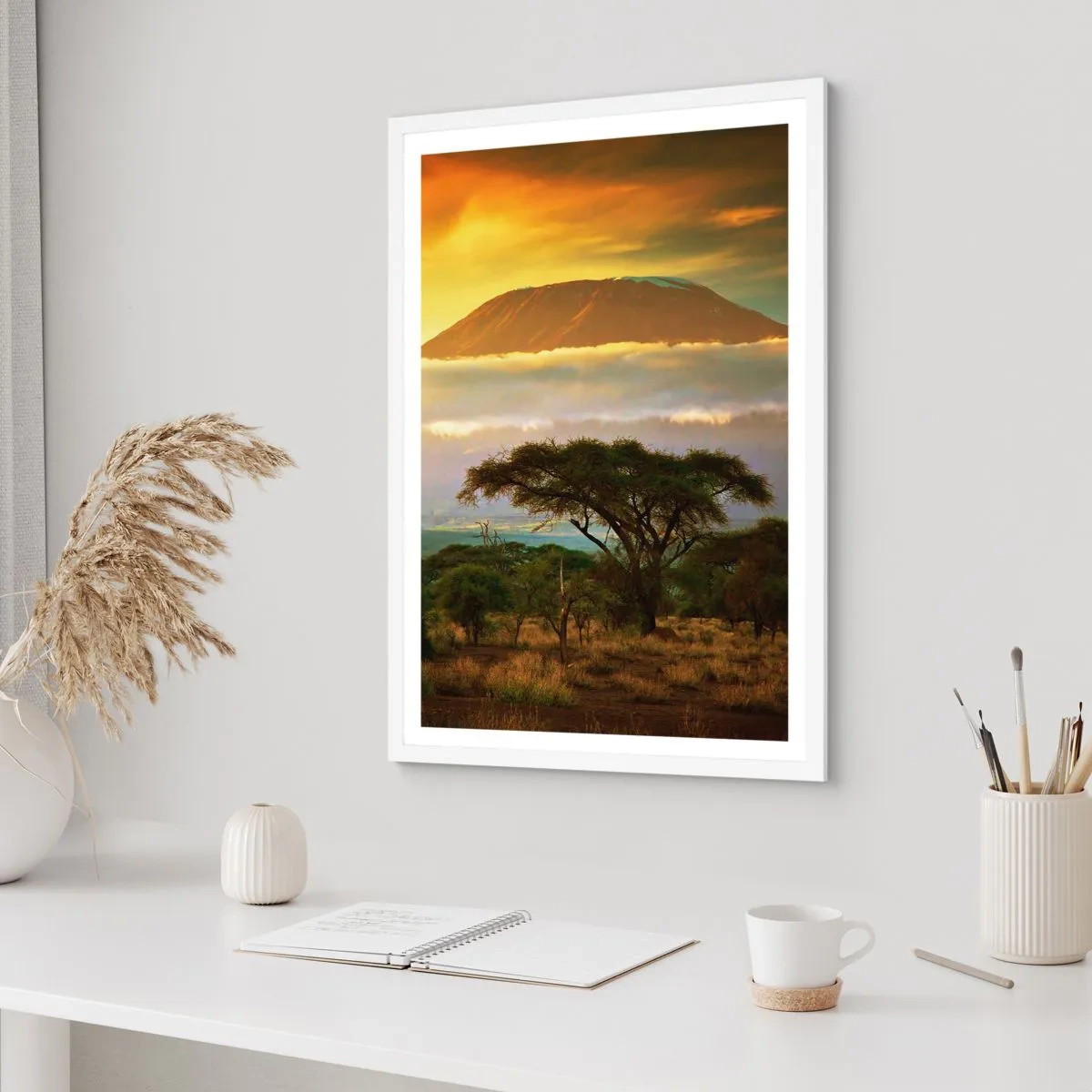 Affiche dans un cadre blanc - Poster - Un rêve de voyageur - 50x70 cm