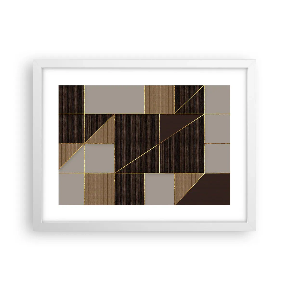 Affiche dans un cadre blanc - Poster - Mozaique de bronze et d'or - 40x30 cm