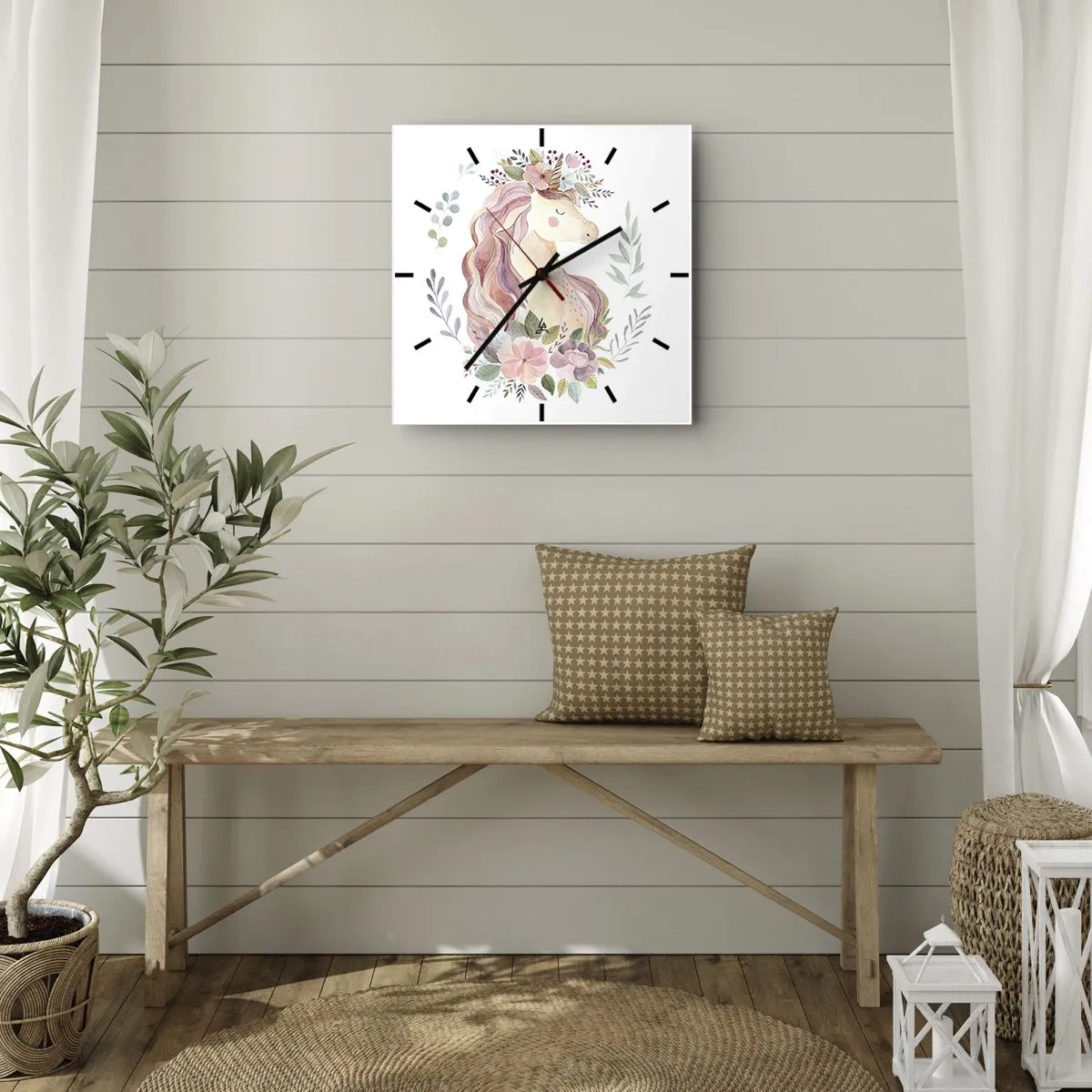 Horloge murale - Pendule murale - Invitation au monde des contes de fées - 40x40 cm