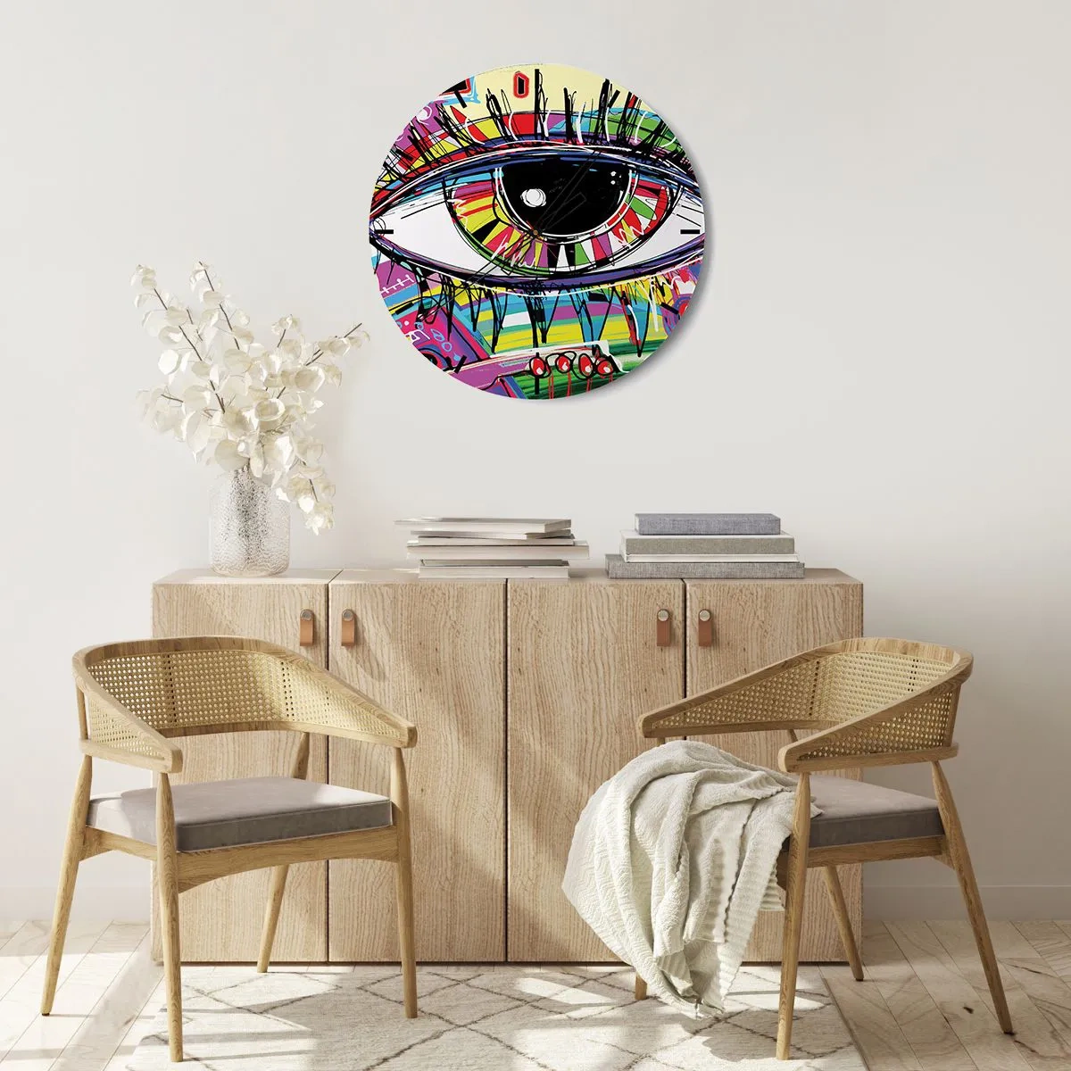 Horloge murale - Pendule murale - Oeil coloré - âme colorée - 40x40 cm