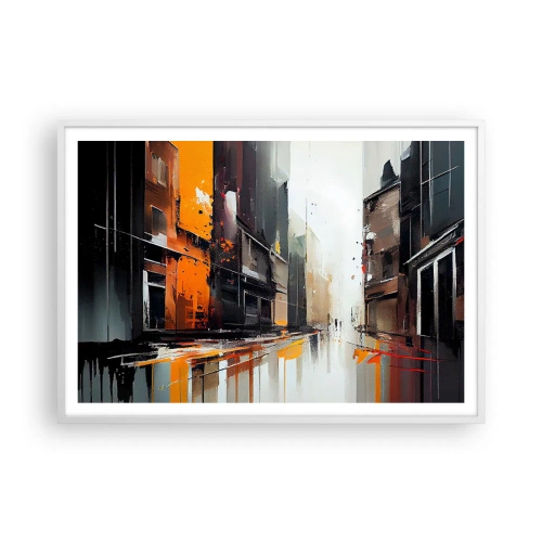 Affiche dans un cadre blanc - Poster - Jour de pluie - 100x70 cm