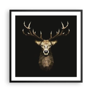 Affiche dans un cadre noir - Poster - Cerf cubique - 60x60 cm