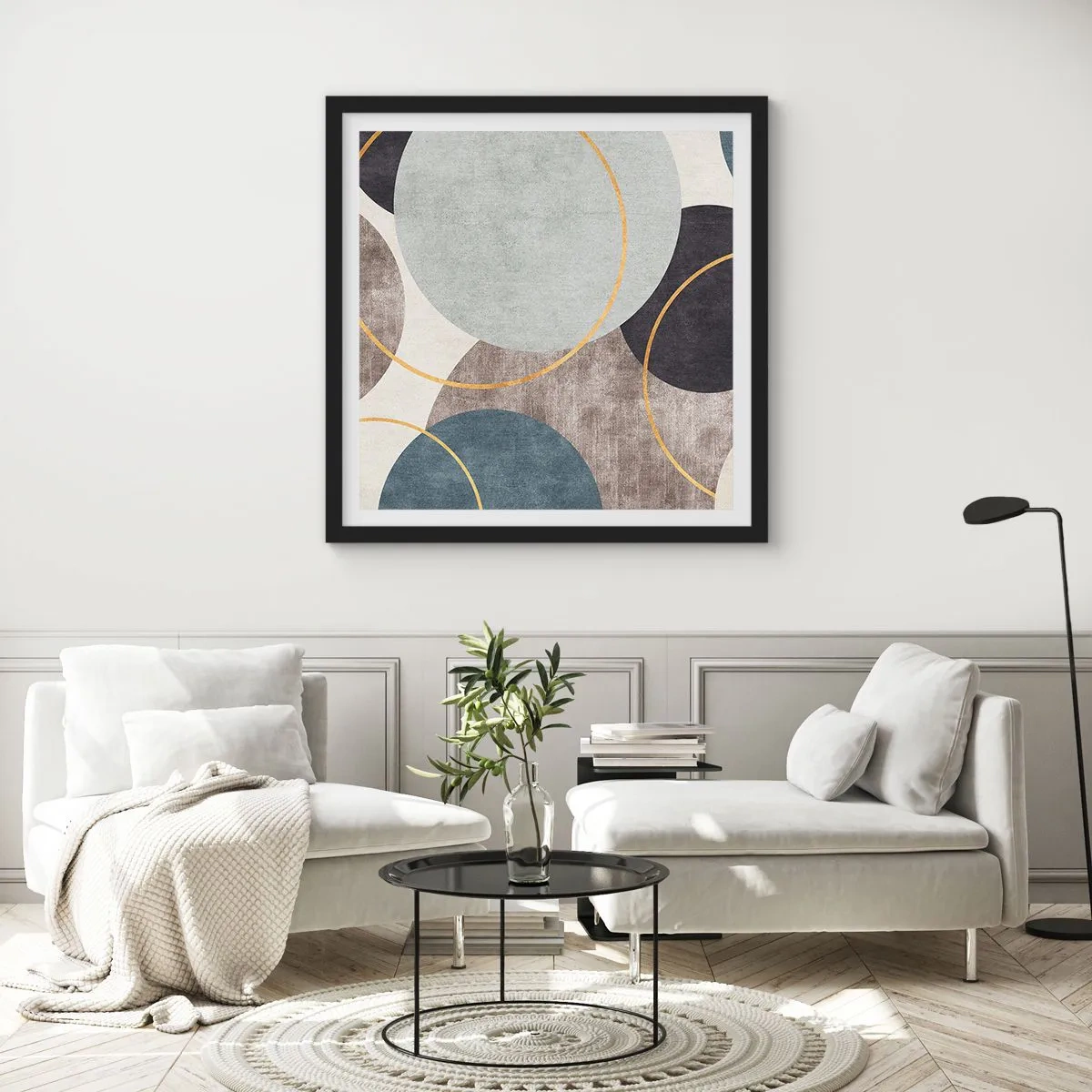 Affiche dans un cadre noir - Poster - Cercles sur cercles - 50x50 cm