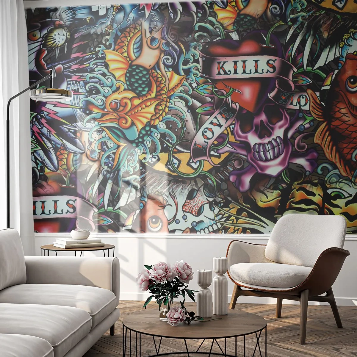 Papier Peint Photo Premium Sand - Le rêve du tatoueur - Graffiti, Mural, Morceau - 350x256 cm