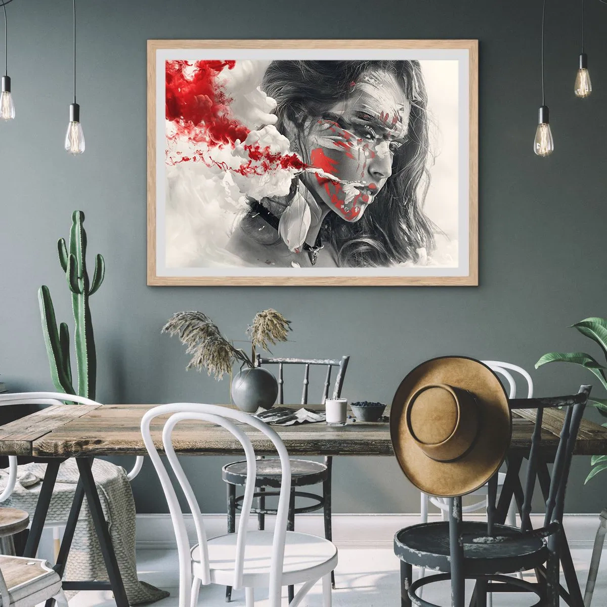 Affiche dans un chêne clair - Poster - Dans les fumées de l'absurde - 100x70 cm