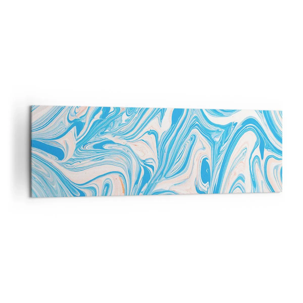 Impression sur toile - Image sur toile - Tourbillons abstraits de style marbre bleu et blanc - 160x50cm - Bassin turquoise - Décoration murale moderne pour le salon et la chambre ARTTOR