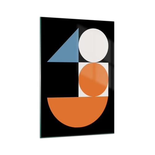 Impression sur verre - Image sur verre - Motif géométrique avec des formes colorées sur fond noir - 70x100cm - Rangement de figures - Décoration murale moderne pour le salon et la chambre ARTTOR