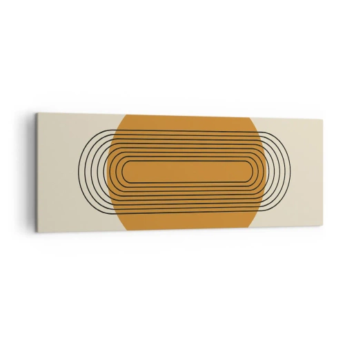Impression sur toile - Image sur toile - Motif géométrique avec des cercles et des lignes orange - 140x50cm - Plan idéal - Décoration murale moderne pour le salon et la chambre ARTTOR