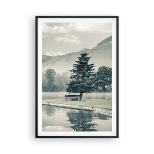 Affiche dans un cadre noir - Poster - Le lac dort encore - 61x91 cm