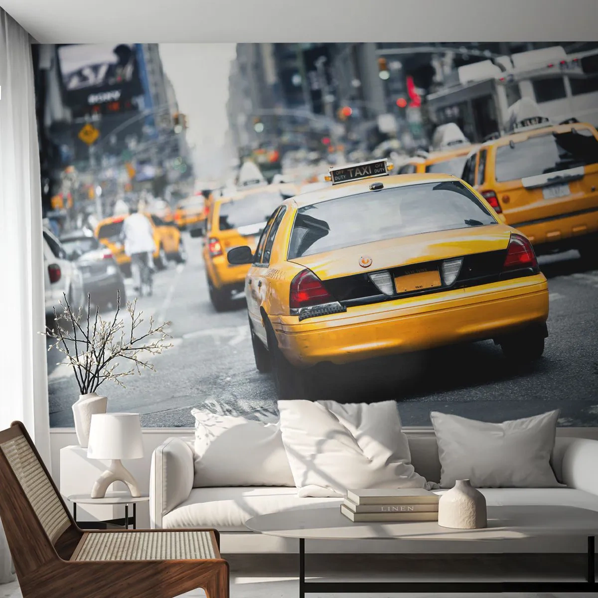 Papier Peint Photo Premium Canvas - Seulement dans cette ville - Ville, New York, Taxi - 250x175 cm