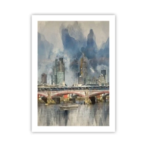 Affiche - Poster - Paysage urbain avec un pont et des gratte-ciel en arrière-plan - 50x70cm - Londres dans toute sa splendeur - Décoration murale moderne pour le salon et la chambre ARTTOR