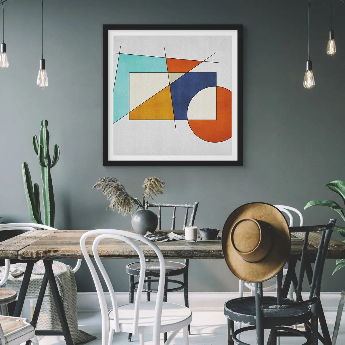 Affiche dans un cadre noir - Poster - Abstraction : plaisir moderniste - 40x40 cm