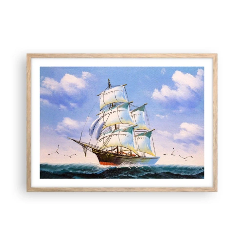 Affiche dans un chêne clair - Poster - Fièrement avec le vent - 70x50 cm