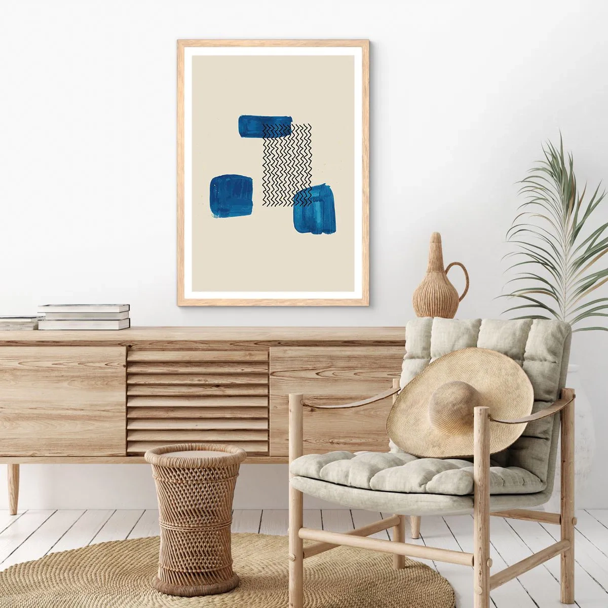 Affiche dans un chêne clair - Poster - Quatuor abstrait - 30x40 cm