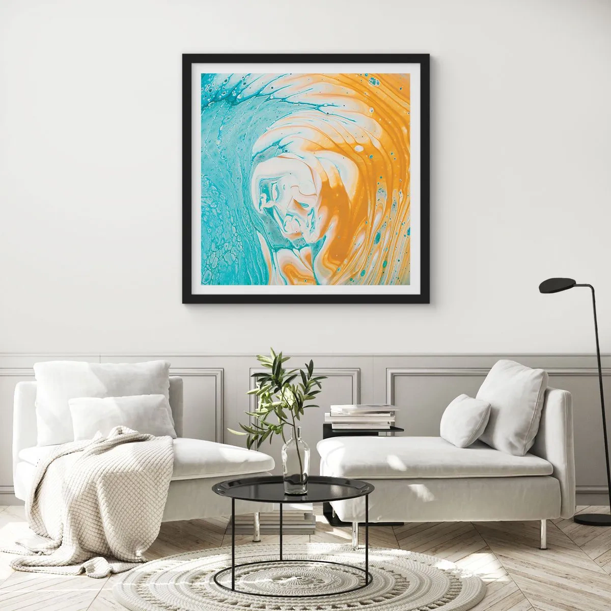 Affiche dans un cadre noir - Poster - Tourbillon pastel - 50x50 cm