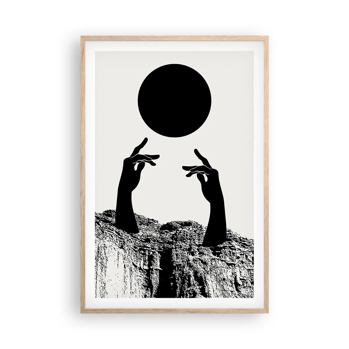 Affiche dans un chêne clair - Poster - Composition surréaliste : le soleil et le reste - 61x91 cm