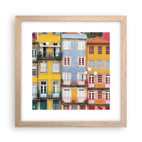 Affiche dans un chêne clair - Poster - Couleurs de vieille ville - 30x30 cm