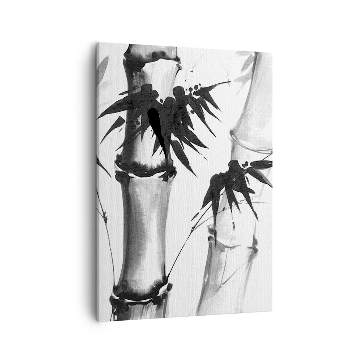 Impression sur toile - Image sur toile - Bambou aquarelle de style japonais sur fond blanc - 50x70cm - Gros plan sur l'orient - Décoration murale moderne pour le salon et la chambre ARTTOR