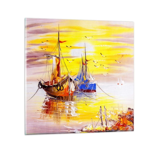 Impression sur verre - Image sur verre - Un repos bien mérité au port - 30x30 cm