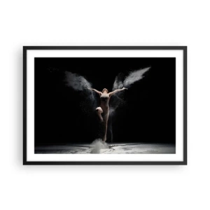 Affiche dans un cadre noir - Poster - Une danseuse en mouvement avec un effet de poussière saisissant sur fond noir - 70x50cm - Les elfes existent - Décoration murale moderne pour le salon et la chambre ARTTOR