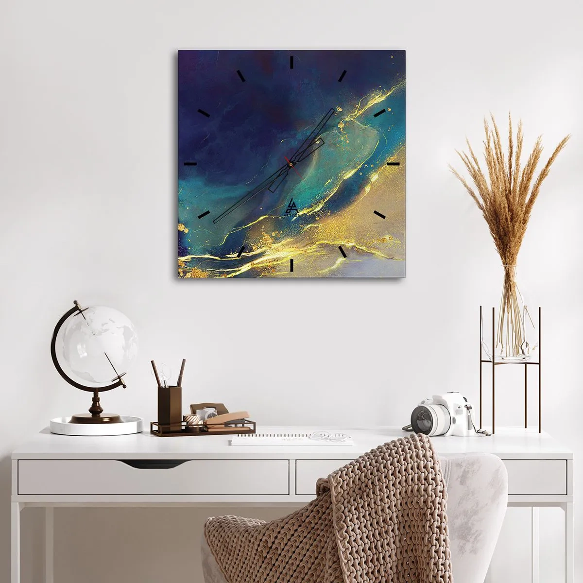 Horloge murale - Pendule murale - Coulée d'or - 40x40 cm