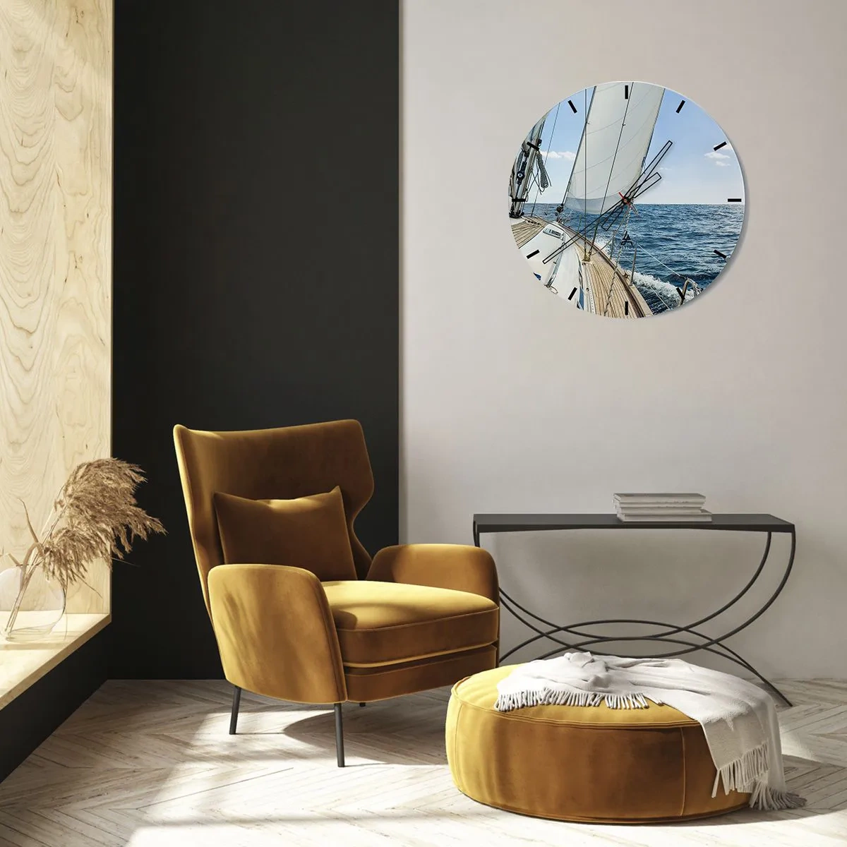 Horloge murale - Pendule murale - Le pont d'un voilier en pleine mer par une journée ensoleillée - 30x30cm - Ohé, l'aventure - Décoration murale moderne pour le salon, la cuisine et la chambre ARTTOR