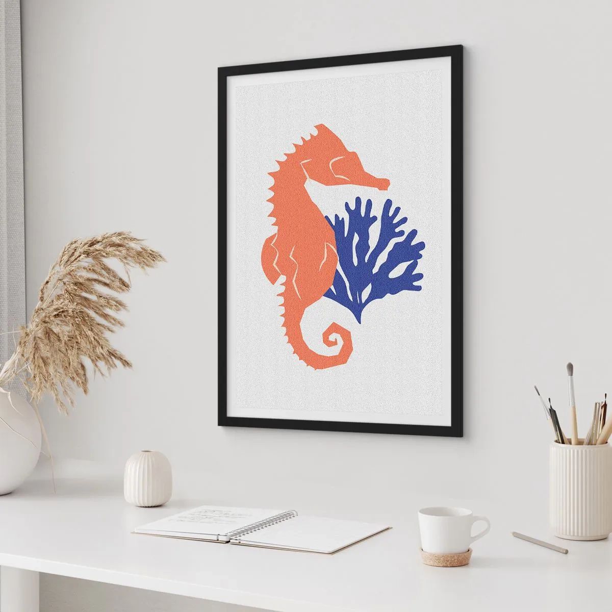 Affiche dans un cadre noir - Poster - Dans une prairie sous-marine - 40x50 cm