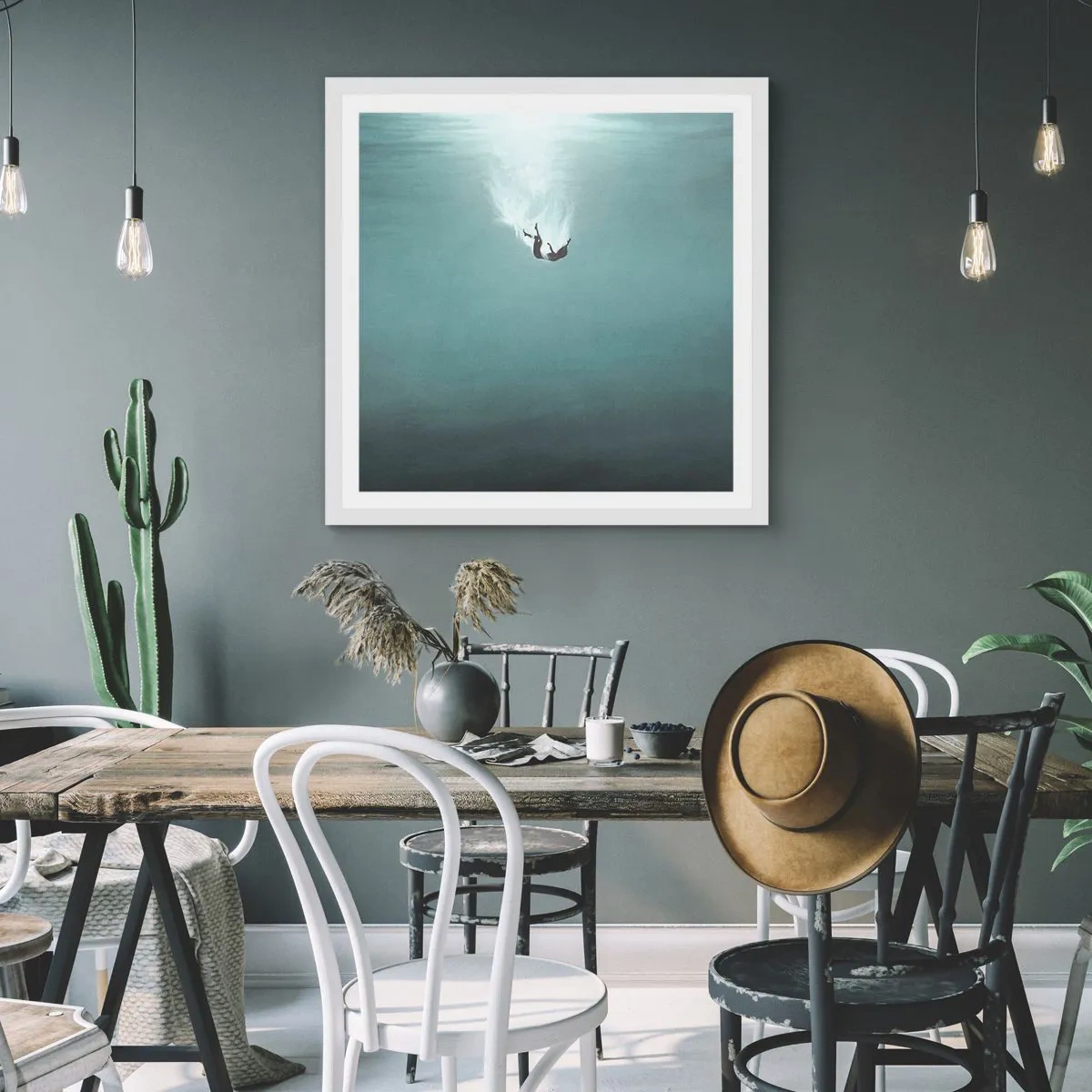 Affiche dans un cadre blanc - Poster - Dans les bras de l'océan - 60x60 cm