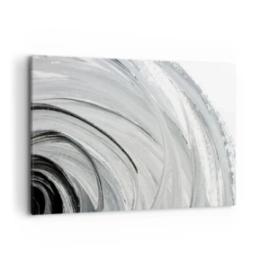 Impression sur toile - Image sur toile - Un tourbillon monochrome dans des tons de gris et de noir - 120x80cm - Composition orbitale - Décoration murale moderne pour le salon et la chambre ARTTOR