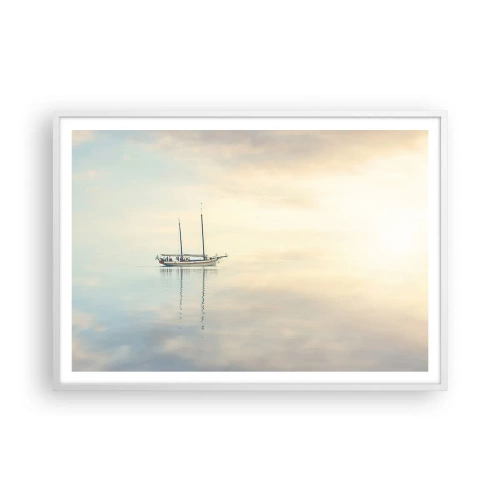 Affiche dans un cadre blanc - Poster - Dans une mer de silence - 100x70 cm