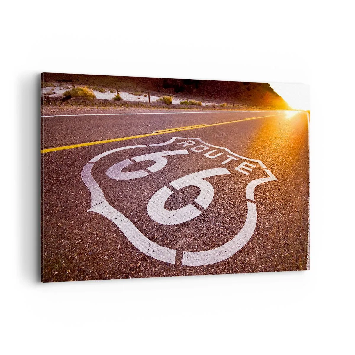 Impression sur toile - Image sur toile - Route 66 au coucher du soleil - 100x70cm - Célèbre Route 66 - Décoration murale moderne pour le salon et la chambre ARTTOR