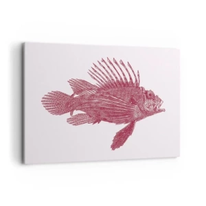 Impression sur toile - Image sur toile - Dessin d'un poisson dans une teinte rouge - 100x70cm - Un habitant des eaux exotiques - Décoration murale moderne pour le salon et la chambre ARTTOR