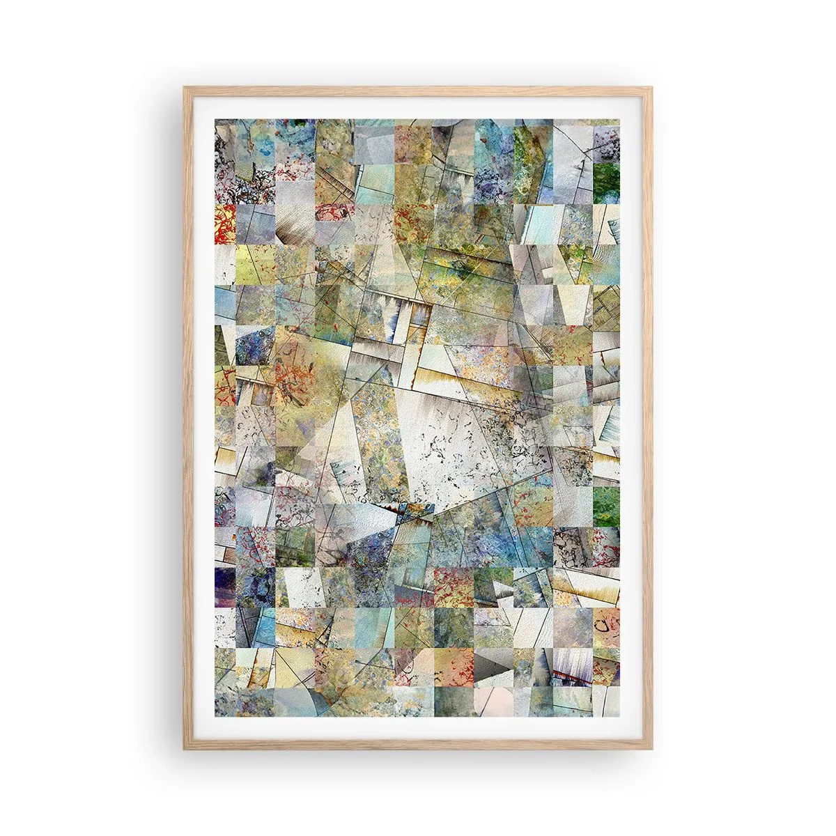 Affiche dans un chêne clair - Poster - Remaniement géométrique - 70x100 cm
