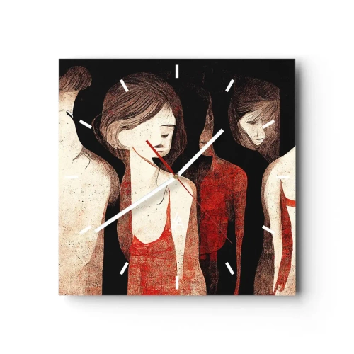 Horloge murale - Pendule murale - Figures artistiques dans une composition abstraite - 30x30cm - Madones des ténèbres - Décoration murale moderne pour le salon et la chambre ARTTOR