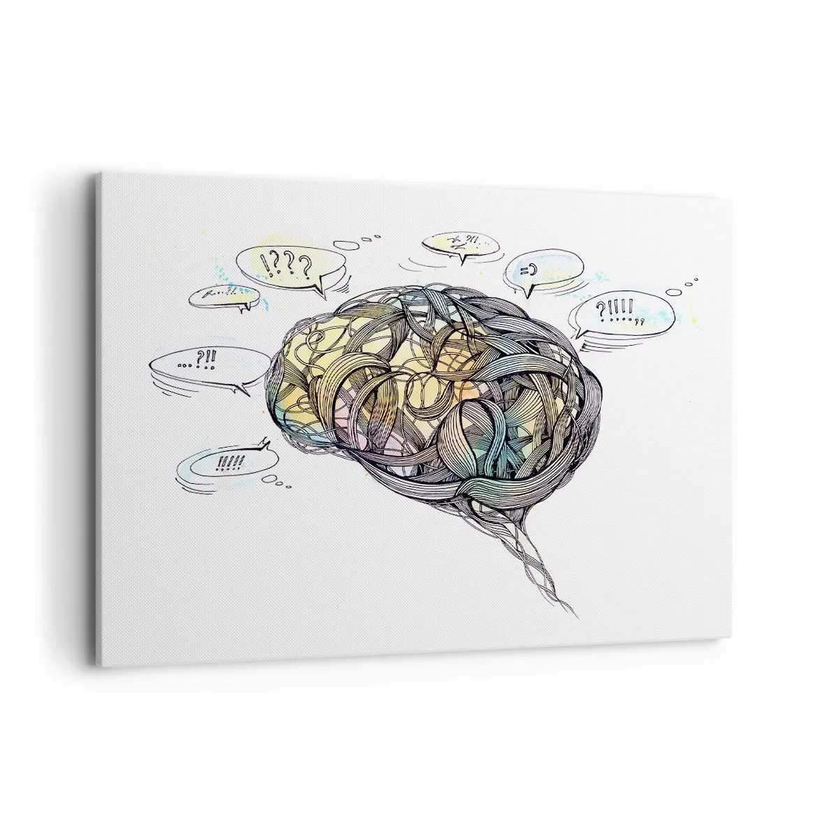 Impression sur toile - Image sur toile - Une vision artistique du cerveau avec des éléments colorés - 100x70cm - L'homme - un grand mystère - Décoration murale moderne pour le salon et la chambre ARTTOR