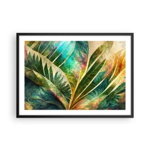 Affiche dans un cadre noir - Poster - Feuilles tropicales colorées sur fond clair - 70x50cm - Les couleurs des tropiques - Décoration murale moderne pour le salon et la chambre ARTTOR