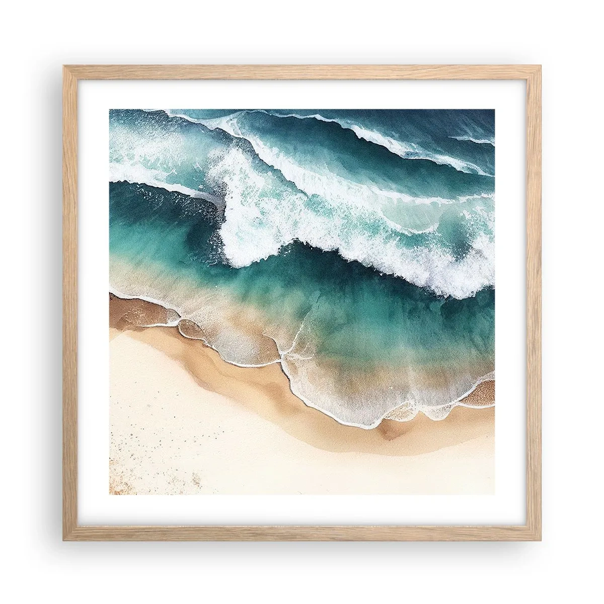 Affiche dans un chêne clair - Poster - La rencontre éternelle - 50x50 cm